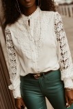 Autumn and winter fashion lace long-sleeved V-neck button shirt shirt