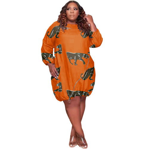 Plus size hot sale printed casual dress