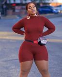 Pure color casual home long-sleeved plus size jumpsuit