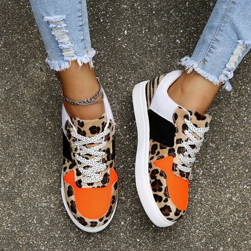 2021 autumn and winter new fashion large lace up women's single shoes thick bottom muffin color matching casual sports women's shoes