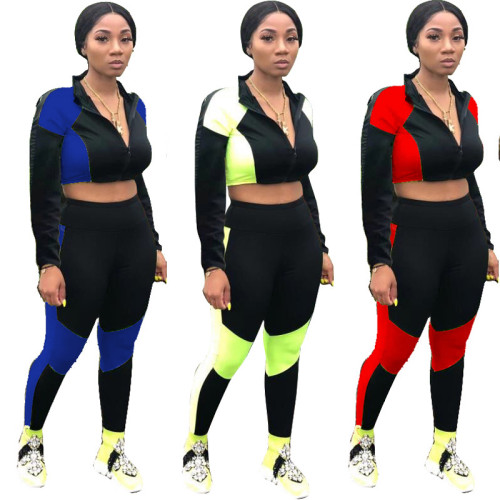 Splicing sports two-piece autumn
