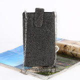 Diamond-studded mobile phone bag women's chain crossbody shoulder bag rhinestone evening bag vertical evening party bag