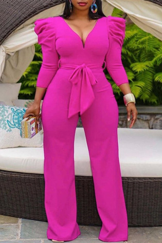Sexy V-neck straight wide-leg jumpsuit