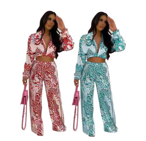 Autumn Fashion Casual Printed Belt Two-Piece Set