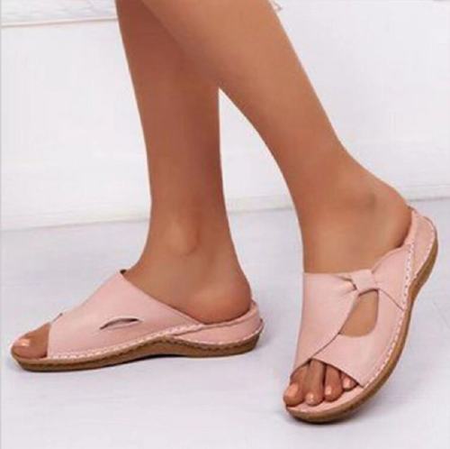 2021 autumn new large open toe slippers flat bottom slope heel women's sandals