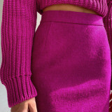 2021 autumn and winter high-waisted woolen cloth with hips temperament commuter slim-fit design niche skirt
