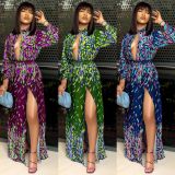 Fashion sexy dress with digital print tube top and legless belt