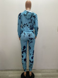 Fashion printed sweater Fleece two-piece suit