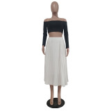 Autumn casual all-match solid color chiffon pleated skirt