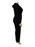 Plus size women's autumn fashion sweater zipper hooded jumpsuit