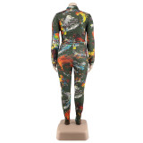 2021 autumn kaleidoscopic printing fashion suit