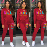 Early autumn fashion suit casual letter printing sports long two-piece suit
