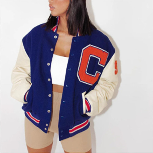 Cardigan all-match fashion women's baseball uniform jacket