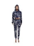 Sports print trousers long sleeve two-piece suit