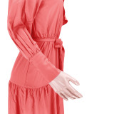 Ruffled strappy zipper oblique shoulder cake skirt