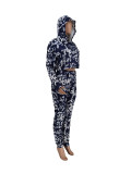 Sports print trousers long sleeve two-piece suit