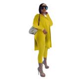 2021 autumn V-neck long-sleeved trousers two-piece fashion sexy solid color split suit