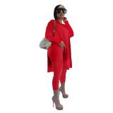 2021 autumn V-neck long-sleeved trousers two-piece fashion sexy solid color split suit