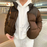 Autumn and winter fashion design stand-up collar contrast color stitching loose, slimming, warm cotton jacket