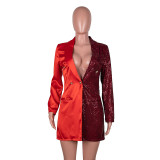 Autumn fashion casual sexy sequin stitching suit jacket