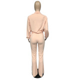 Two-piece fashion solid color sports and leisure trousers