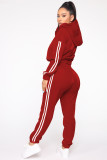 Fashion sexy solid color waist and navel sports suit two-piece suit