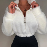 Autumn and winter long-sleeved soft and warm stand-up collar zipper sweater