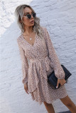 Autumn casual urban V-neck floral dress