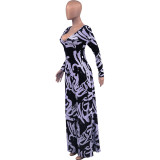Plus size sexy V-chest halter striped print loose jumpsuit