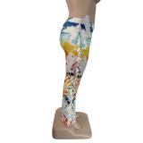Large size positioning printed tie-dye casual pants