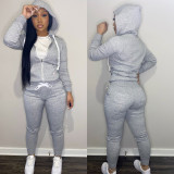 Cotton sweater tight two piece hooded suit two-piece suit