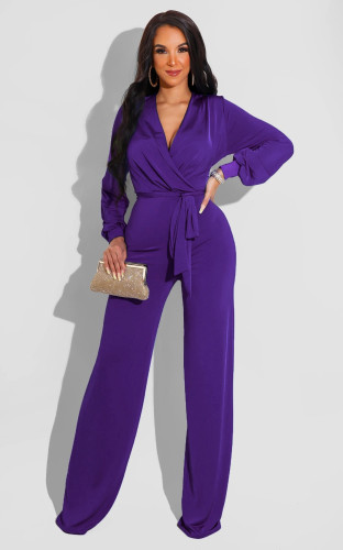 2021 autumn winter solid color leisure long sleeve knitted women's Jumpsuit