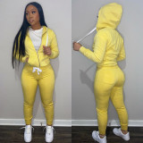 Cotton sweater tight two piece hooded suit two-piece suit