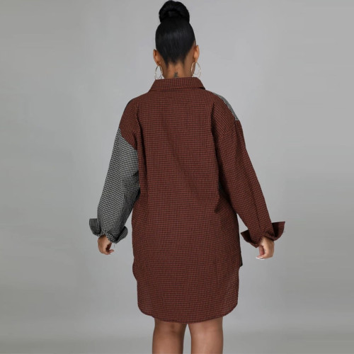2021 fall versatile stitching fashion women's dress