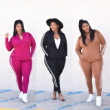 Plus size women's clothing personalized zipper sports two-piece suit