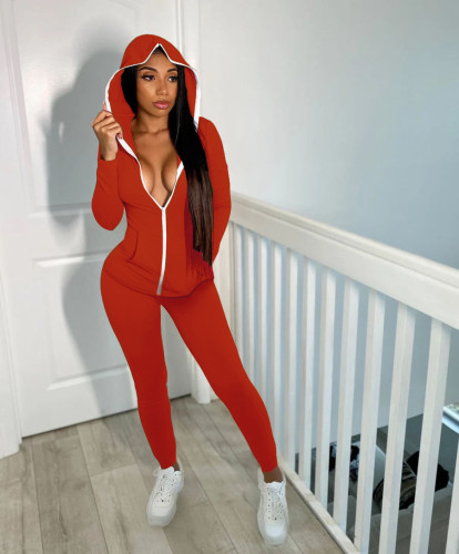Fashion casual hooded two-piece suit