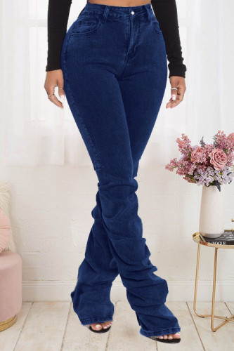 Autumn and winter 2021 pile up denim pants pleated pants