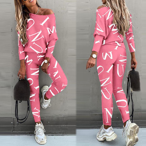 2021 autumn winter women's letter printed long sleeved trousers leisure suit