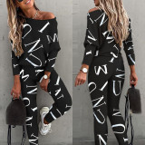 2021 autumn winter women's letter printed long sleeved trousers leisure suit