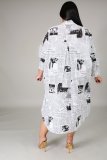 2021 autumn urban casual printed irregular skirt large dress