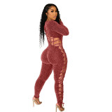 2021 reversible tights fall sexy nightclub style tie Jumpsuit