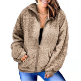 2021 autumn and winter new woolen fleece zipper cardigan double-sided fleece jacket
