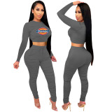 2021 autumn winter printed long sleeved pants sports suit two piece set cotton