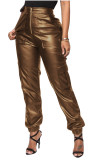 2021 autumn winter fashion Multi Pocket casual pants casual leather pants
