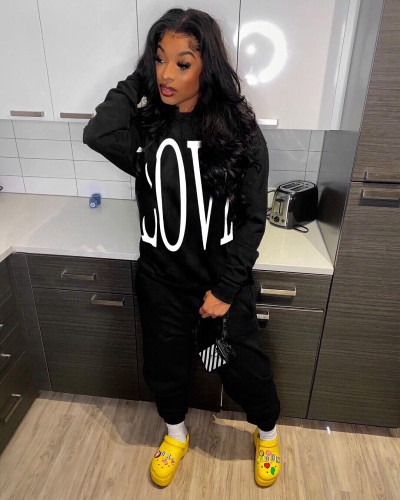 Aw2021 positioning printed letter hooded two piece set
