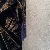 2021 quality commuter flannel stitching mid-waist hot rhinestone bag hip fishtail dress  14号再上