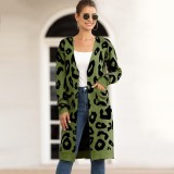 2021 autumn winter pop sweater medium long camouflage leopard cardigan women's sweater Outerwear