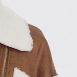 Lamb fur coat 2021 autumn new loose fur integrated Motorcycle Jacket Outerwear