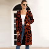 2021 autumn winter pop sweater medium long camouflage leopard cardigan women's sweater Outerwear