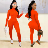 2021 autumn and winter women's fashion sports leisure tight long sleeve women's conjoined pants